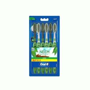 مسواک اورال‌بی مدل 1.2.3 با عصاره نیم (پک ۶ عددی) | Oral-B 1.2.3 Soft Toothbrush with Neem Extract - Pack of 6
